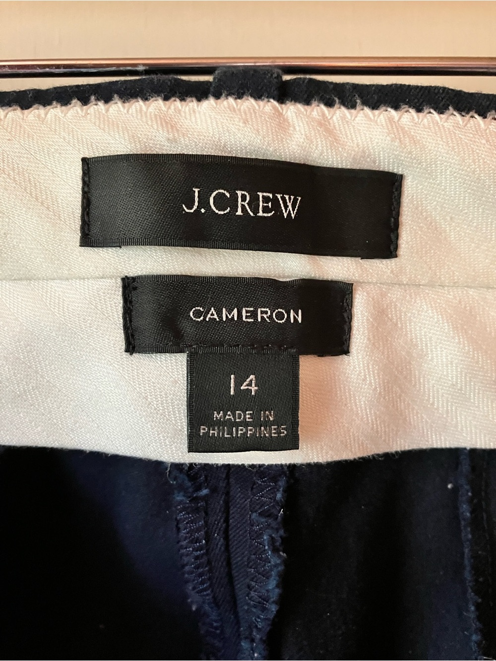 J. Crew Cameron slim cropped pant in navy bi-stretch cotton blend | Size 14 - Picture 3 of 7